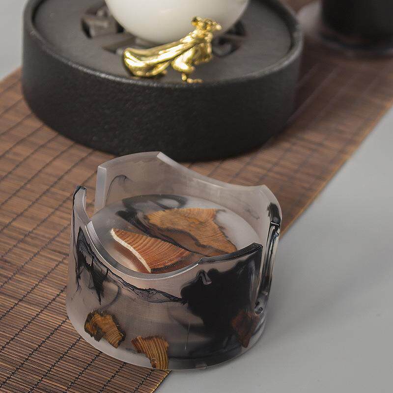 淘瓷八树脂松木杯垫茶具配件茶道家用简约茶杯茶垫套装竹茶托