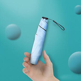 2023新款碳纤维超轻羽毛三折遮阳伞女士折叠迷你铅笔黑胶太阳伞