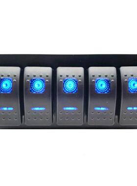 汽车房车游艇轮船改装5位翘板铝板开关LED灯加装开关中控ON-OFF