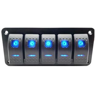 汽车房车游艇轮船改装5位翘板铝板开关LED灯加装开关中控ON-OFF