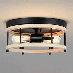 新款 吸顶灯圆形实木北欧简约房间ebay餐厅卧室吊灯 美式
