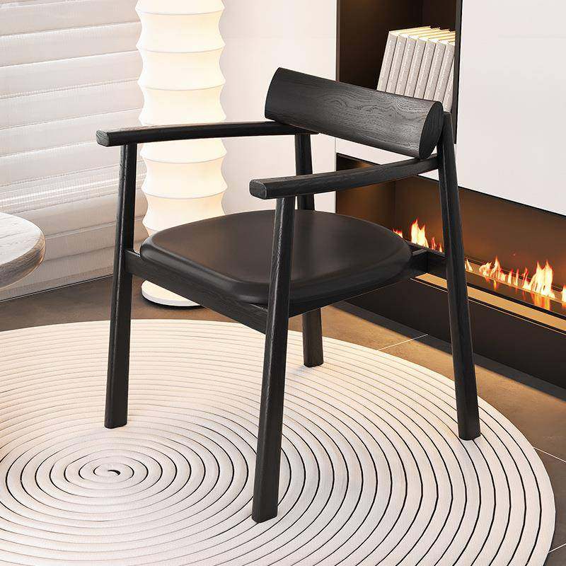 北欧中古实木餐椅家用丹麦意式餐厅意大利设计师款复古扶手书桌椅