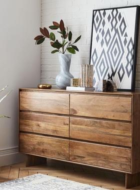 弄舍美式乡村实木斗柜客厅储物柜复古收纳柜子卧室靠墙六斗柜橱