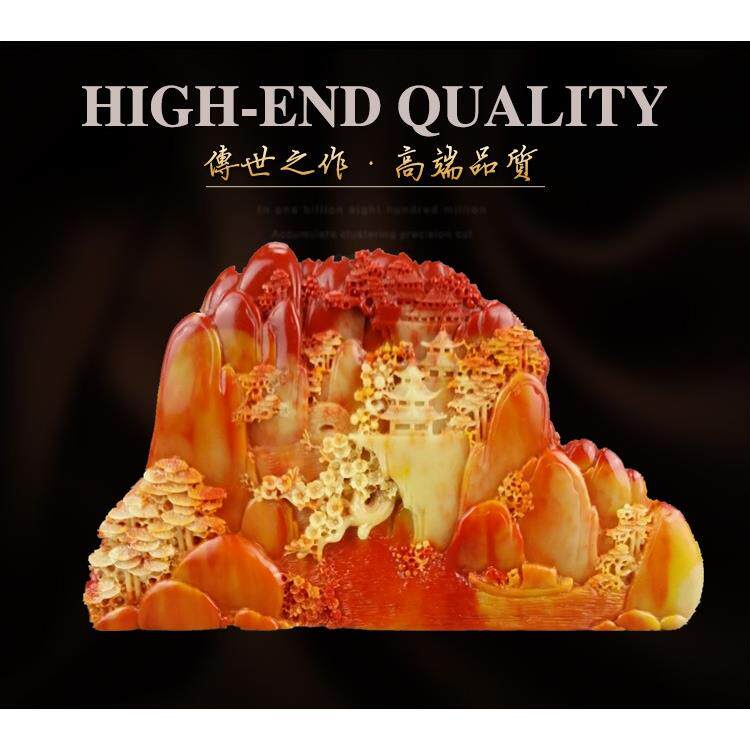 福建寿山石石雕高山流水摆件石料工艺品