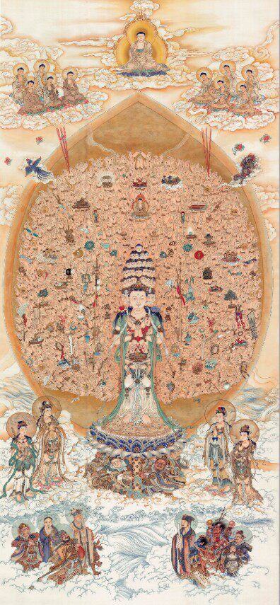 千手千眼观世音菩萨》宋 古代画家 国画 名人字画 58*127cm 包邮