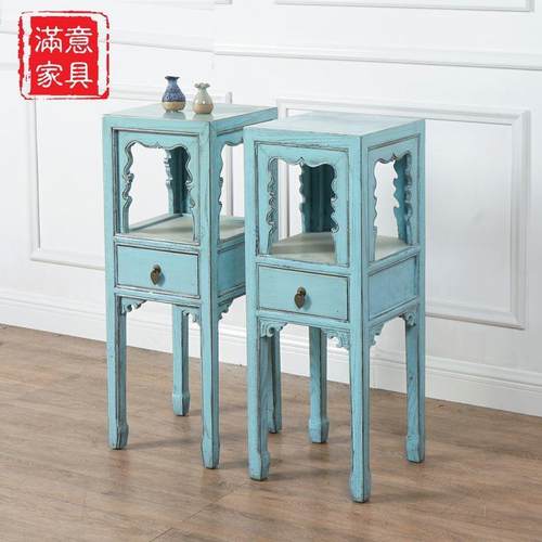 新中式仿古实木角几小方几沙发边做旧几边桌明清古典花几四方落地