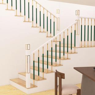 奇步轻奢皮革包覆铝镁合金楼梯扶手小柱简约现代平台护栏别墅家用
