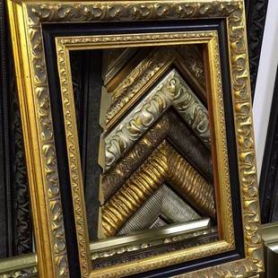 高端画框欧式复古画外框装裱框边宽9公分祖母绿巴洛克实木油画框
