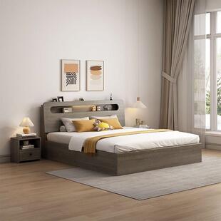 新款主卧床家用1.8米现代简约出租房专用1.5米储物床双人床单人床