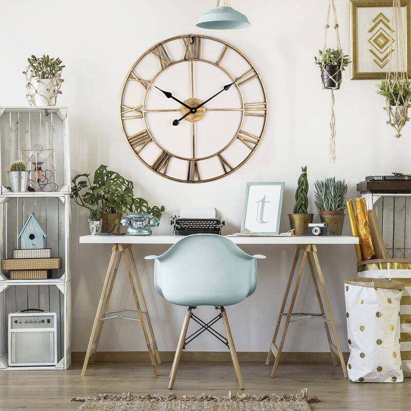 热销镂空铁艺轻奢现代客厅挂钟简约罗马数字卧室书房装饰时钟