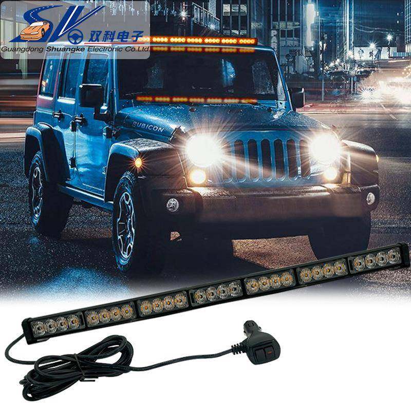 4灯珠7节28LED单排长条灯84W汽车前后杠灯12-24V车顶频闪警示灯