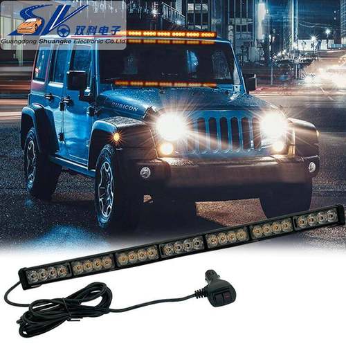 4灯珠7节28LED单排长条灯84W汽车前后杠灯12-24V车顶频闪警示灯