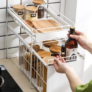 厨房下水槽置物架落地式铁艺分隔调料清洁洗调剂多层整理储物架子