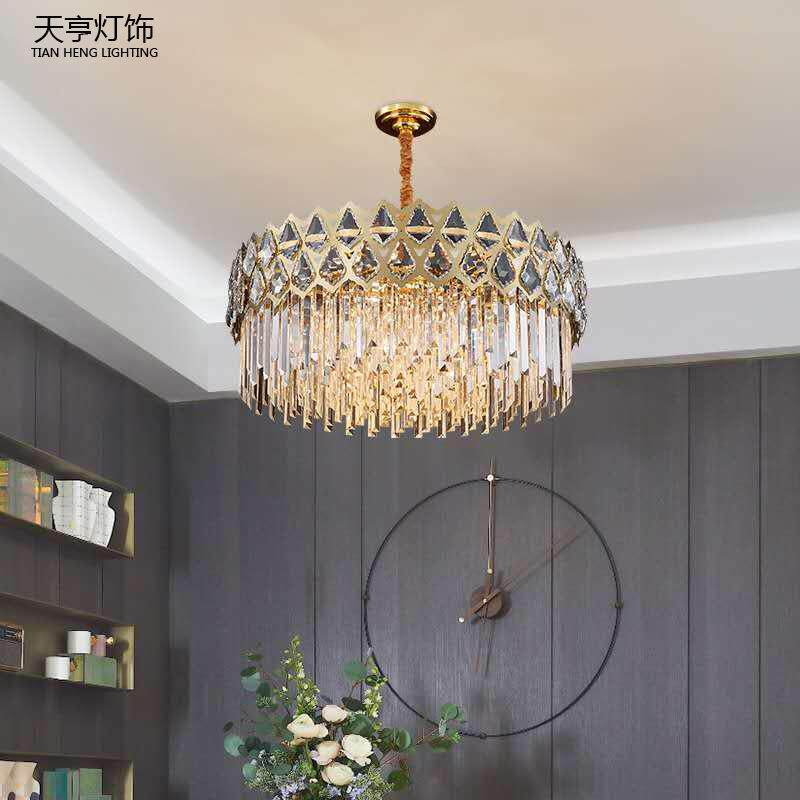 天亨轻奢水晶吊灯铁艺客厅吊灯后现代简约样板房间餐厅卧室灯饰