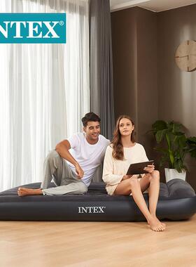 intex64144户外野营充气垫家用单双人充气床垫植绒气垫充气床