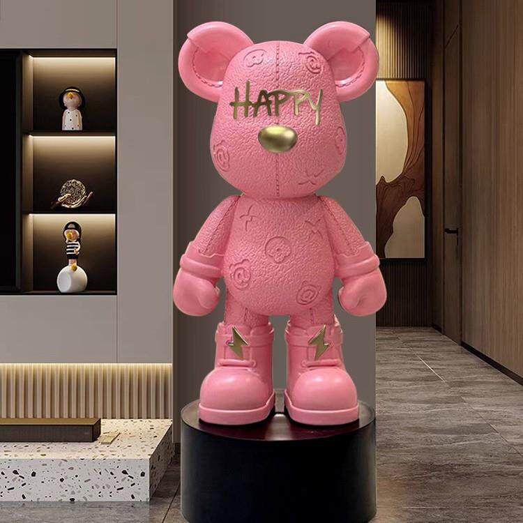 2026新款潮流落地大摆件卡通熊存钱罐客厅电视柜旁边高级皮纹工艺