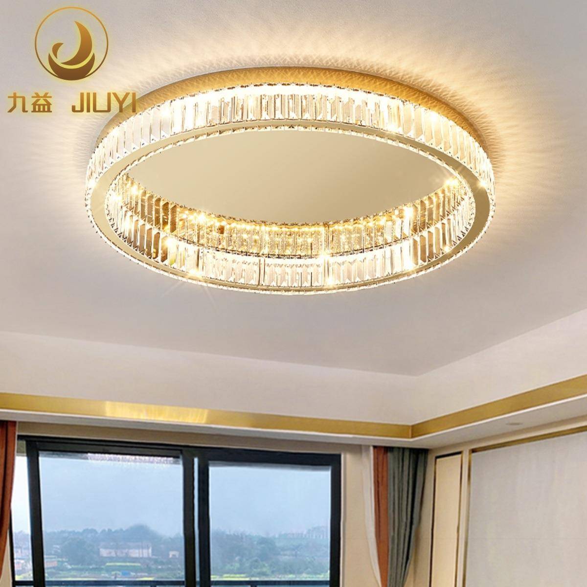 轻奢吸顶灯水晶主卧室灯圆形led现代简约大气客厅2023年新款灯具