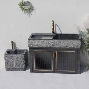 户外水池台盆室外石材洗手台大理石一体洗衣盆庭院石头洗手池水槽