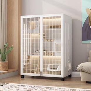 麓f猫别墅实木猫笼子超大自由空间猫屋家用室内豪华猫窝猫柜全景