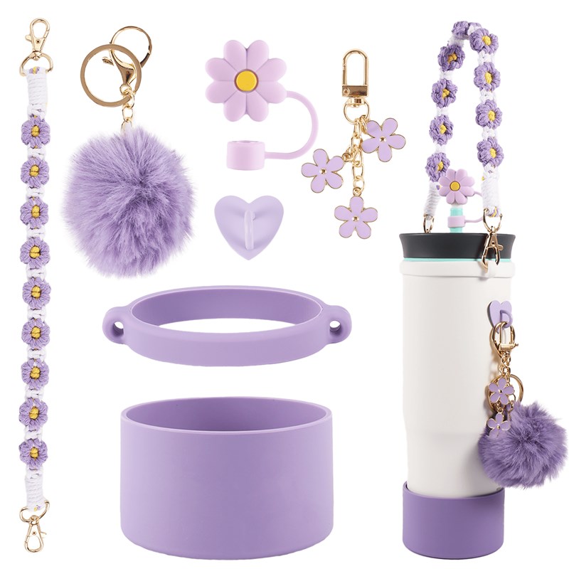 stanley水杯配件套装水杯绑带水壶保护套斯坦利杯挂件花朵吸管帽