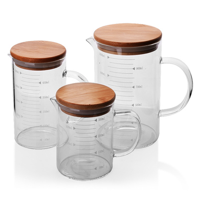 烘培耐热玻璃刻度量杯带盖子牛奶杯耐高温透明计量杯可微波炉加热