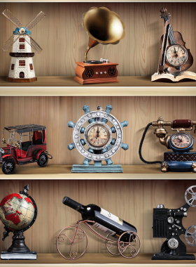 复古小摆件留声机创意家居客厅欧式服装咖啡店店铺轻奢酒柜装饰品