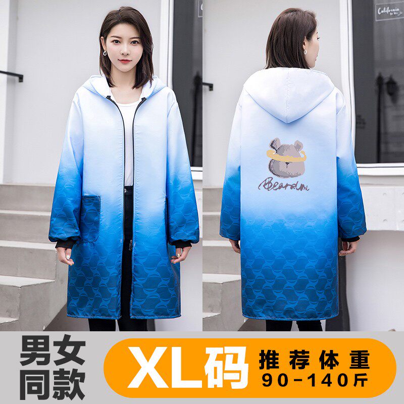 情侣时尚罩衣外套男长袖可爱围裙女长袖正穿带帽拉链工作上班印字