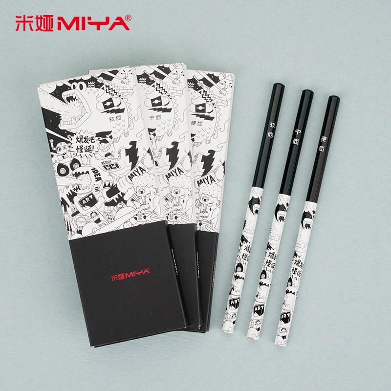 米娅怪诞铅笔六菱2b4bhb6b8b10b2h炭笔素描笔手绘笔美术生专用炭