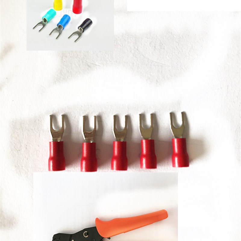 插拔式电工接线端子鼻子冷压铜SV1.25-32型U型叉形预绝缘sv2-4