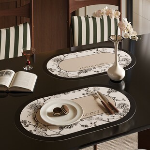 疏影法式中古风复古高级轻奢餐垫防水防油免洗防烫隔热碗杯西餐垫