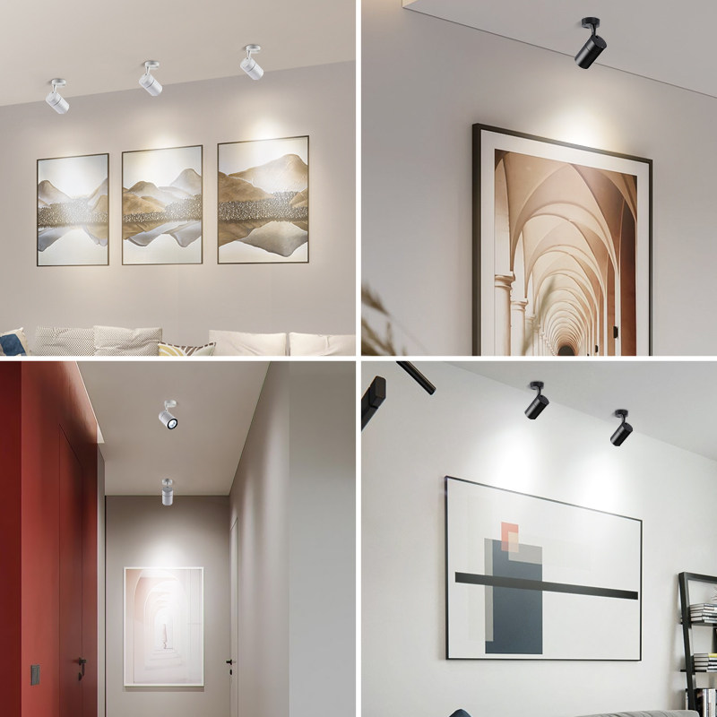 三色变光LED明装射灯12W20W服装店家用背景墙COB吸顶导轨道灯店铺