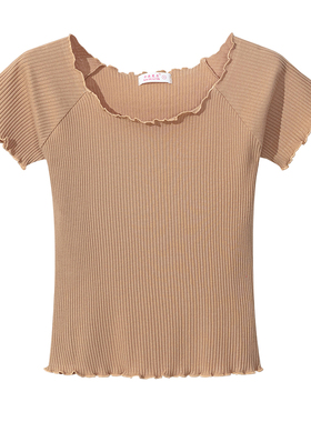 红色短款一字肩高腰上衣女性感锁骨紧身短袖T恤针织衫2020年夏季