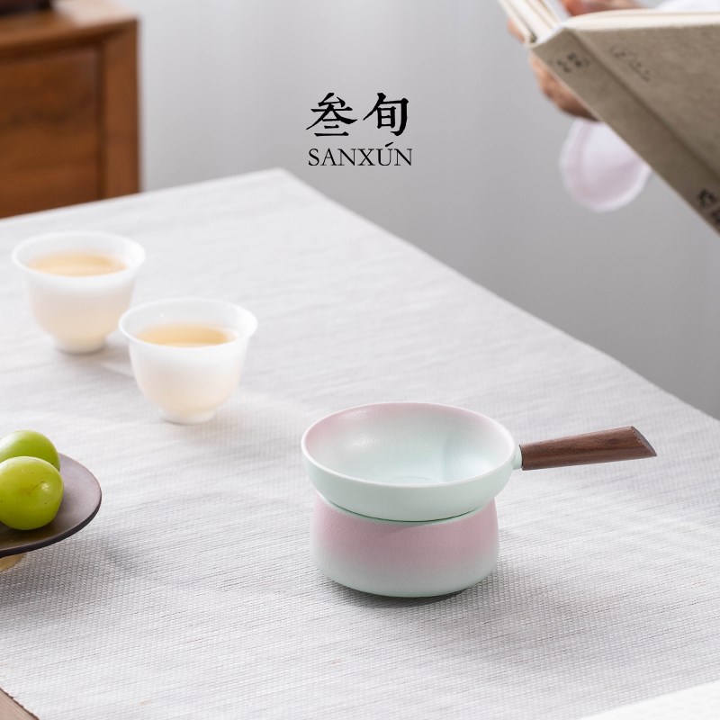 叁旬茶漏茶滤一体陶瓷超细茶叶过滤器家用茶具茶隔泡茶滤网高级感