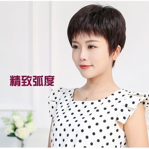 时尚假发女短发中老年短直发自然逼真圆脸中年妈妈透气自然假发套