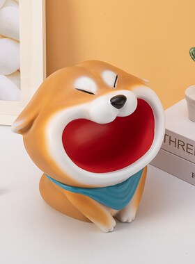 玄关可爱萌柴犬法斗钥匙收纳小摆件客厅创意轻奢鞋柜家居装饰品