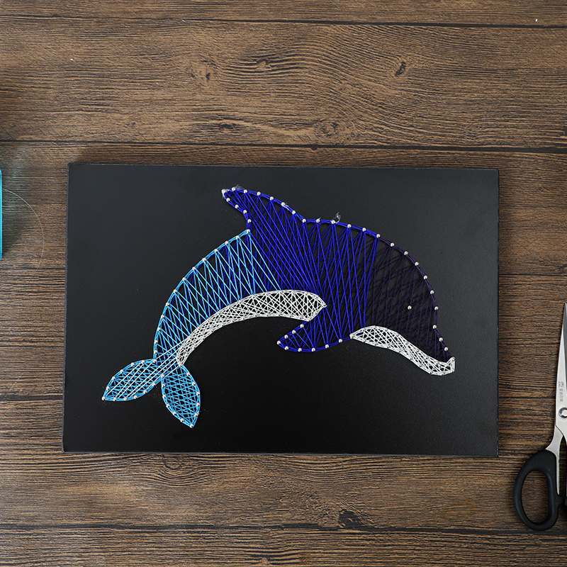 钉子绕线画海豚火烈鸟手工课diy减压朋友礼物团建制作主题弦丝画