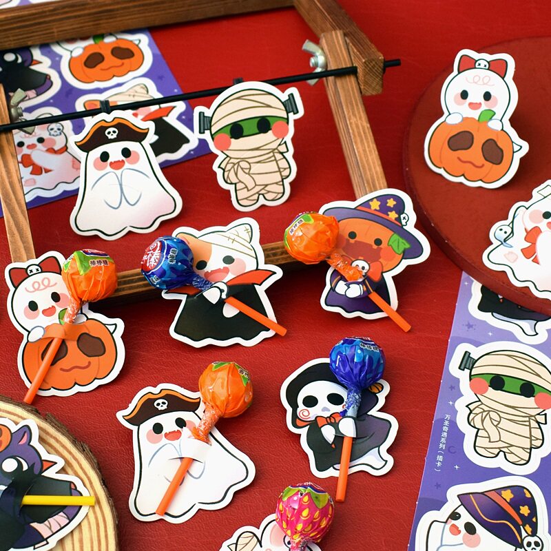 万圣节不给糖就捣蛋棒棒糖插卡幼儿园儿童小学生用礼物糖果墙面装