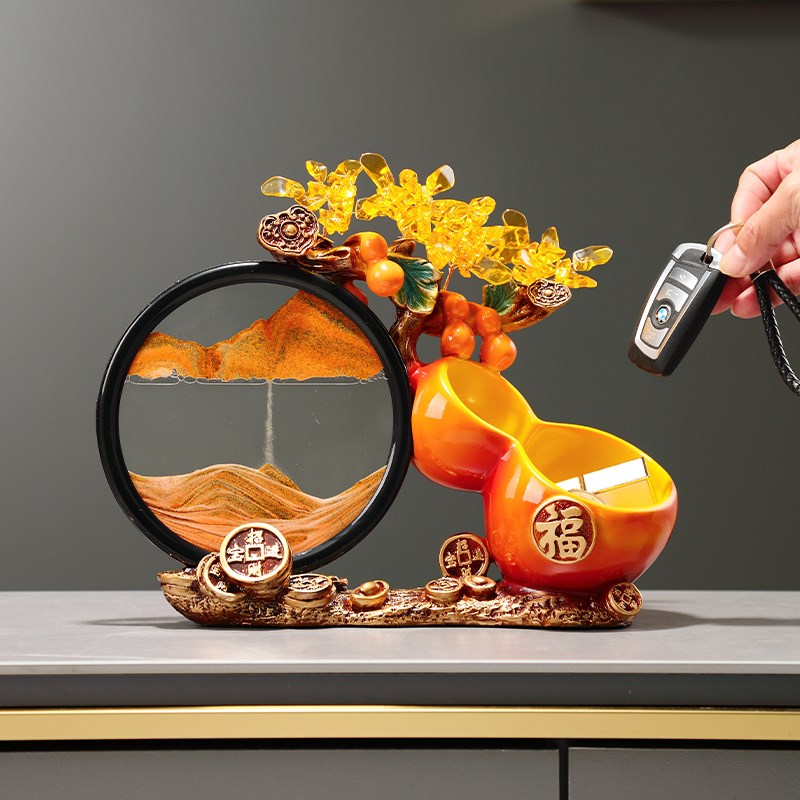 新中式福禄钥匙收纳流沙画摆件电视柜装饰品家居摆件客厅入户玄关