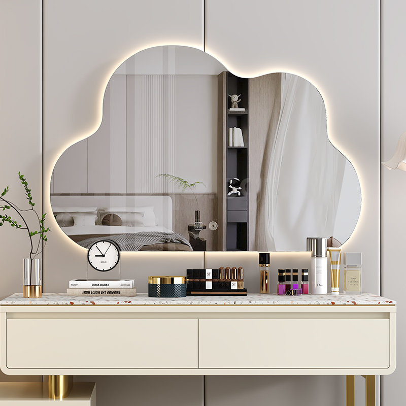 壁挂云朵化妆镜台式桌面带灯轻奢LED高级感智能镜主卧梳妆台镜子