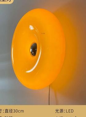 网红中古ins风北甜欧甜壁灯圈台壁灯卧室触摸73724风橘色床头灯氛