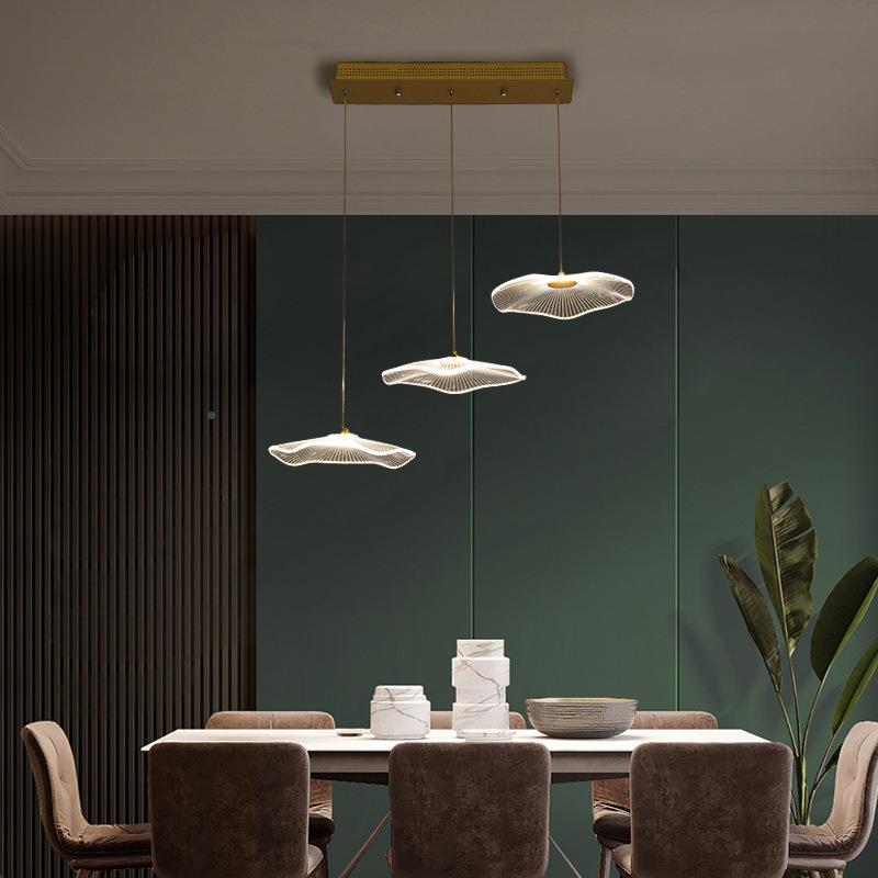 现代简约荷叶灯复式厅楼梯灯荷叶刻花别墅客厅餐室吧台茶艺术灯吊