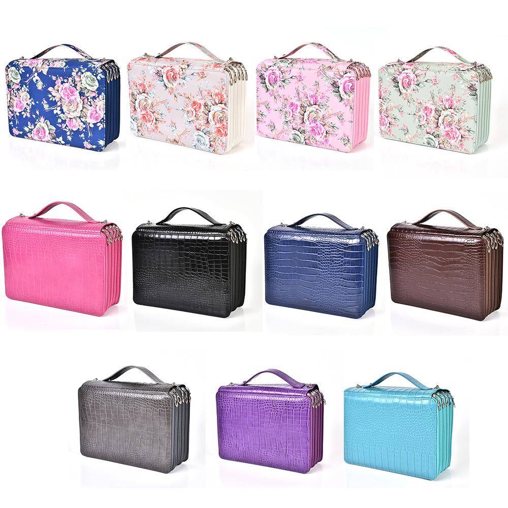 252袋孔美术收具纳大容量笔多色素描画笔文455彩铅盒手提插笔盒定