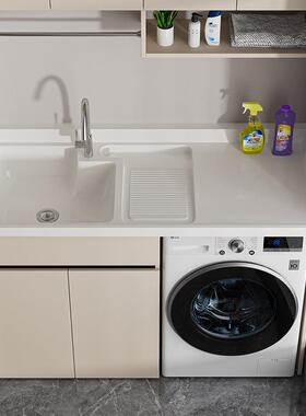 IUQ奶风铝蜂窝洗机衣机柜洗衣1机伴侣人造石英石油盆洗衣组合柜04