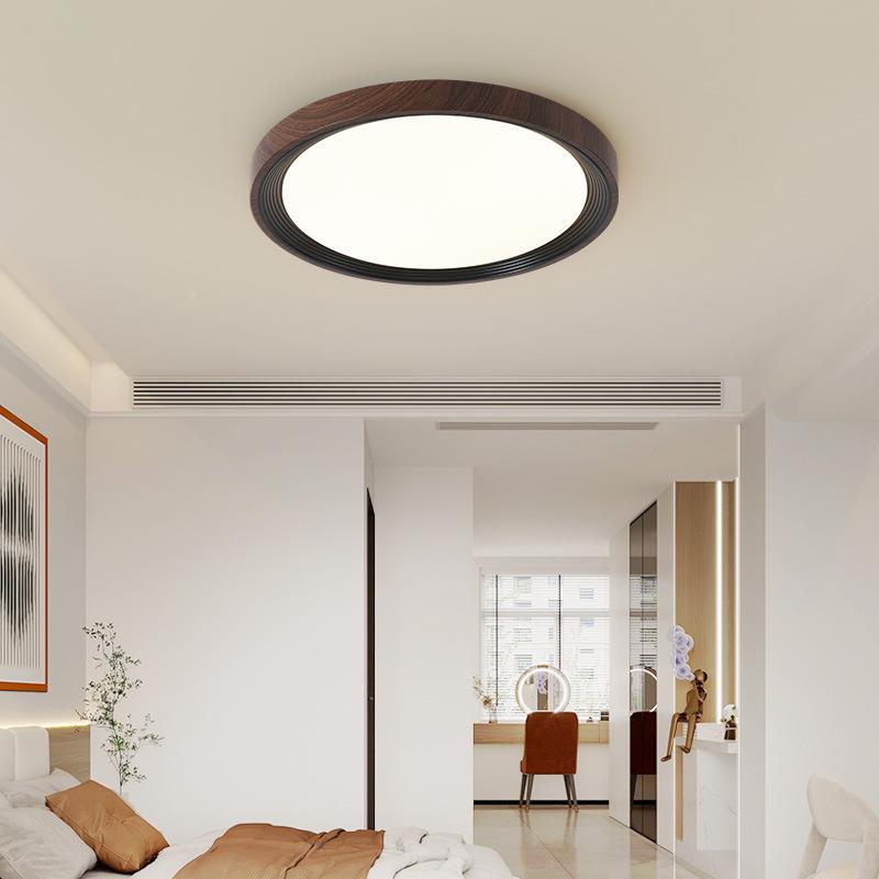 【严选客厅主灯复古胡木具卧FTD室灯原木吸顶灯新】中桃式灯风具