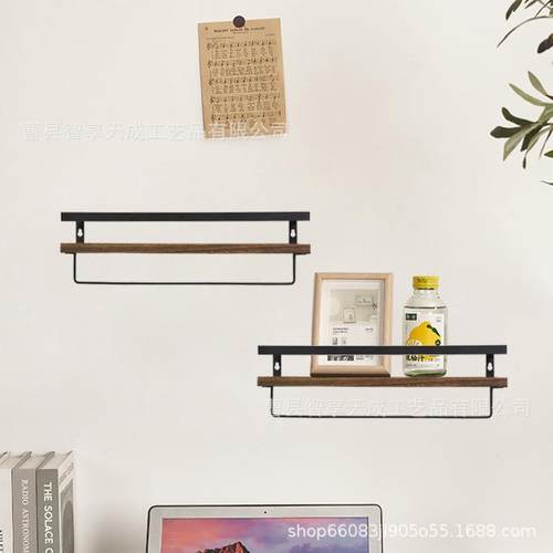 木质铁艺墙置上物架木厨质浴储木制收纳物室隔板房客厅壁挂式隔板