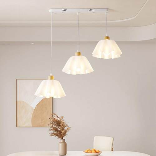 日式原木花朵餐厅现代约饭复古网灯56102红ins奶油风厅吧台三头吊