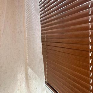 百叶窗帘遮叶水光UNP卫生间办公室卧室防纹木铝合金百窗帘折叠