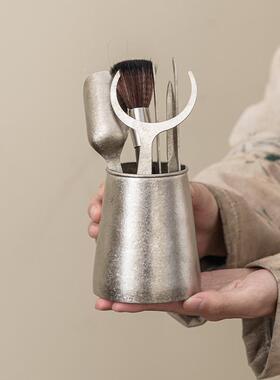 纯钛茶结晶茶道六君子道套装泡茶茶工具钛茶夹茶针刷茶配91105勺