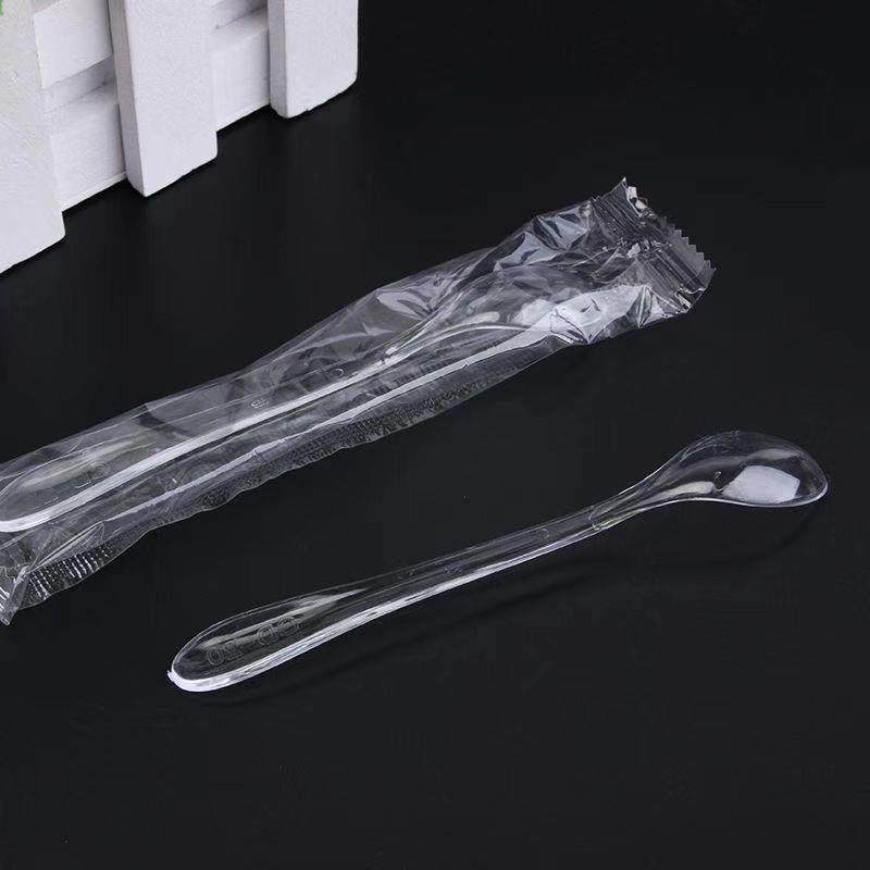 一次性勺子小号透淇甜品勺GTJ冰淋雪勺布丁糕塑料明小勺
