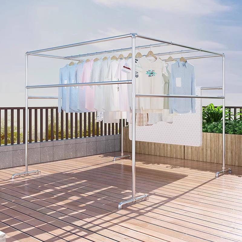 户外晾衣架落家防风地加厚用简易镀锌钢管庭大F97MS587型院衣架室